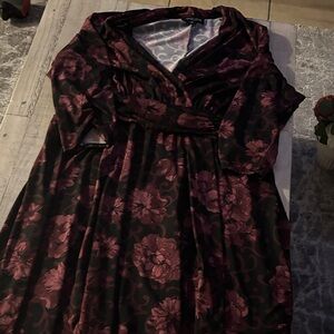 Perceptions Black and Purple Floral Maxi Dress